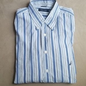 Nautica Large (fits like XL) blue striped shirt